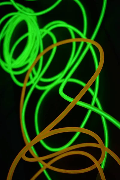 Helder Lichtgevend Geel Groen Lime Neon Draden Verschillende Formaten Lay — Stockfoto