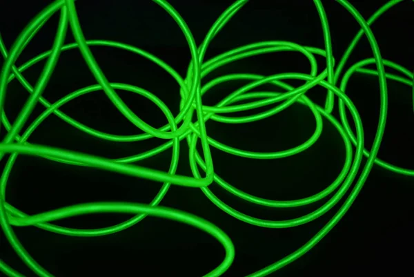 Giftige Groene Lichtgevende Elektroluminescentie Draden Met Verschillende Vormen Structuren Een — Stockfoto