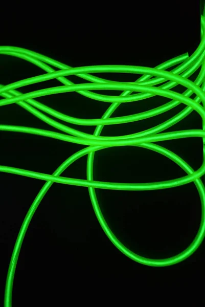 Giftige Groene Lichtgevende Elektroluminescentie Draden Met Verschillende Vormen Structuren Een — Stockfoto