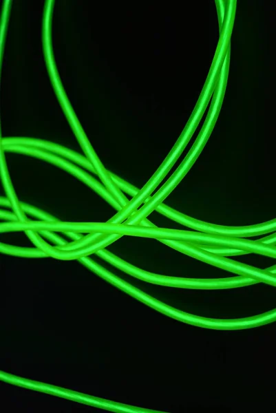 Giftige Groene Lichtgevende Elektroluminescentie Draden Met Verschillende Vormen Structuren Een — Stockfoto