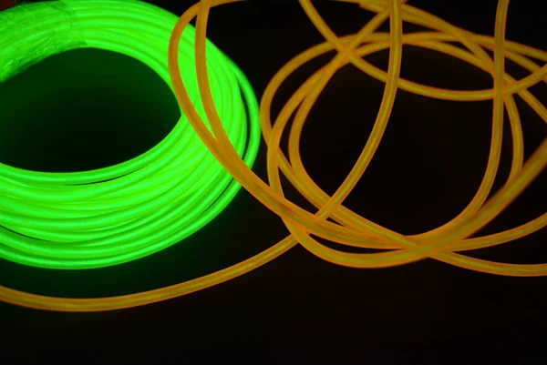 Ljust Lysande Gult Och Grönt Lime Neon Trådar Olika Format — Stockfoto