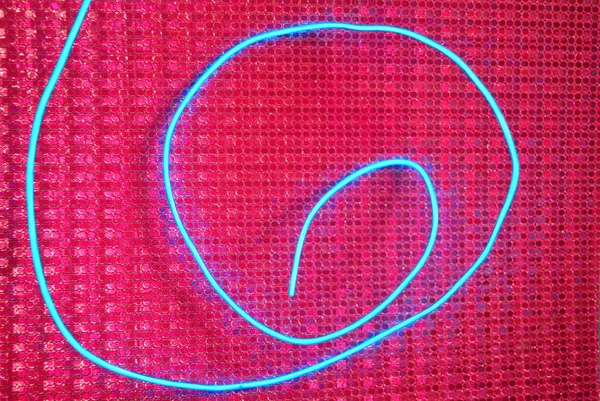 Blå Glödande Tråd Kall Neon Elektroluminiscent Sladd Kabel Ligger Holografisk — Stockfoto