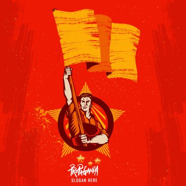 Poster devrim. Propaganda arka plan stili. Devrim bayrak.