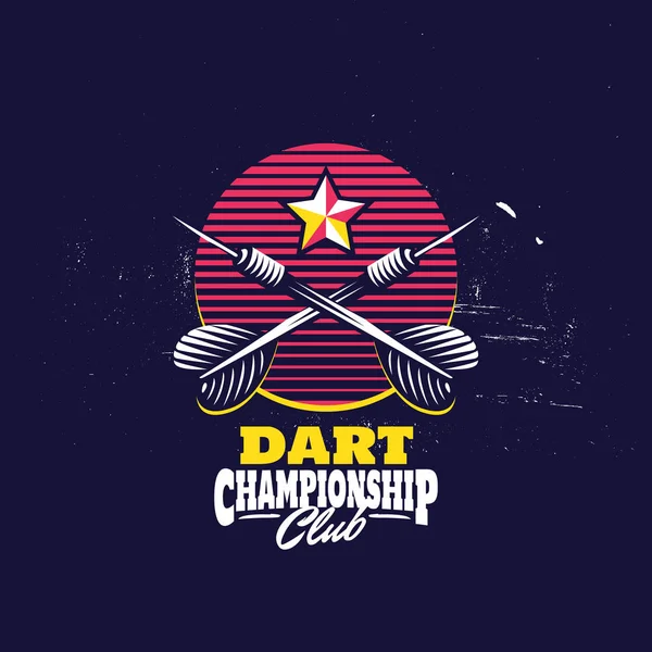 Dart Takım Spor Kulübü Amblem Tasarımı Retro Dart Rozet Logosu — Stok Vektör