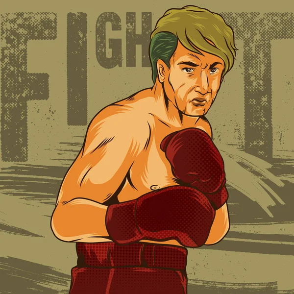 Boxeador Estilo Vintage Sobre Fondo Grunge Ilustración Vectorial — Archivo Imágenes Vectoriales