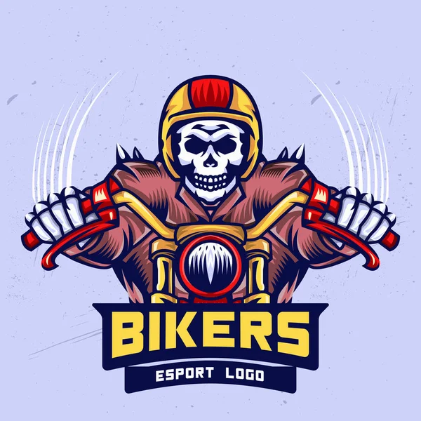 Schedel Bikers Esport Logo Ontwerp — Stockvector
