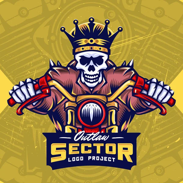 King Skull Bikers Esport Logo Ontwerp — Stockvector