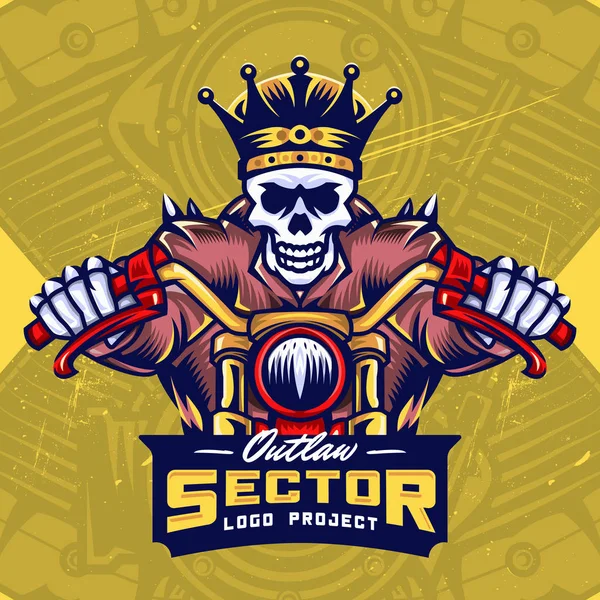 King Skull Cykler Esport Logo Design – Stock-vektor