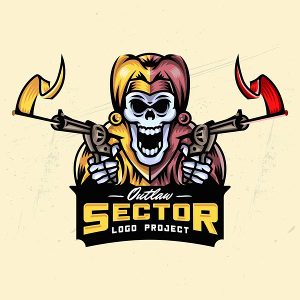 Joker Calavera Esport Logo Diseño — Vector de stock