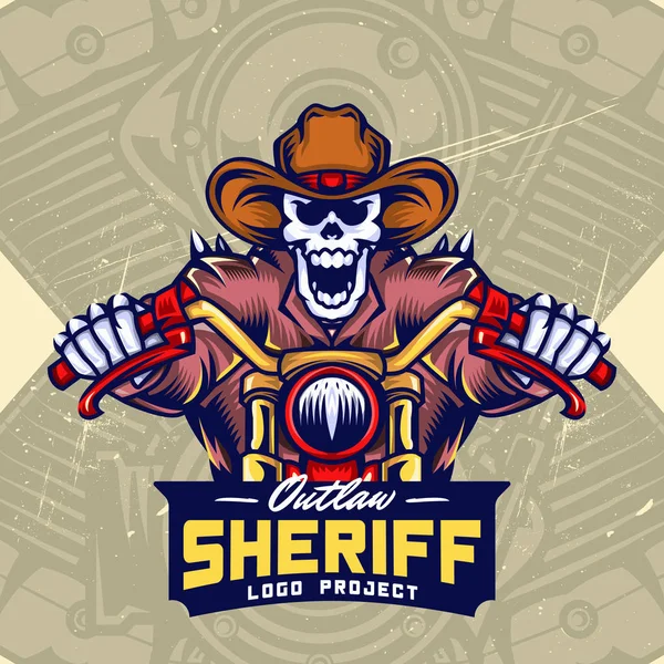 Şerif Kafatası Bisikletçileri Esport Logo Tasarımı — Stok Vektör