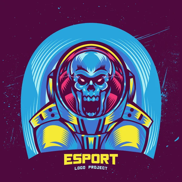 Ölü Astronot Uzay Giysisi Içinde Esport Logo Öğesi — Stok Vektör