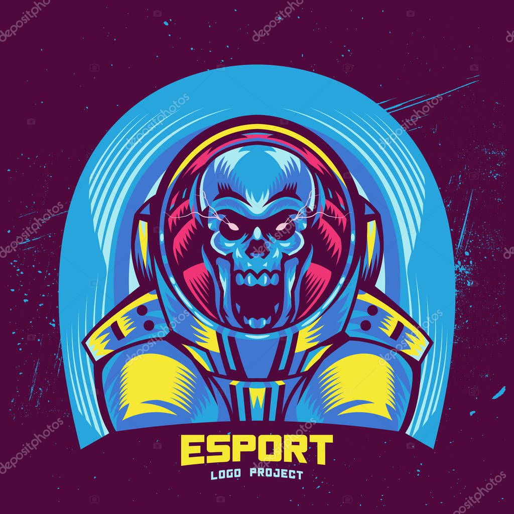 Dead astronaut in spacesuit. Esport Logo element