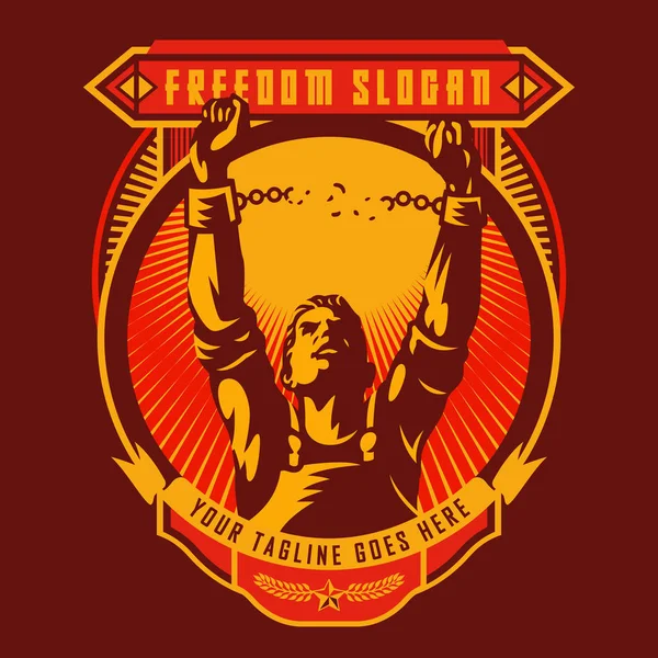 Kırık Kelepçe Özgürlük Kavramı Devrim Birliği Madalyası Onlar Zincirle Zincirleri — Stok Vektör