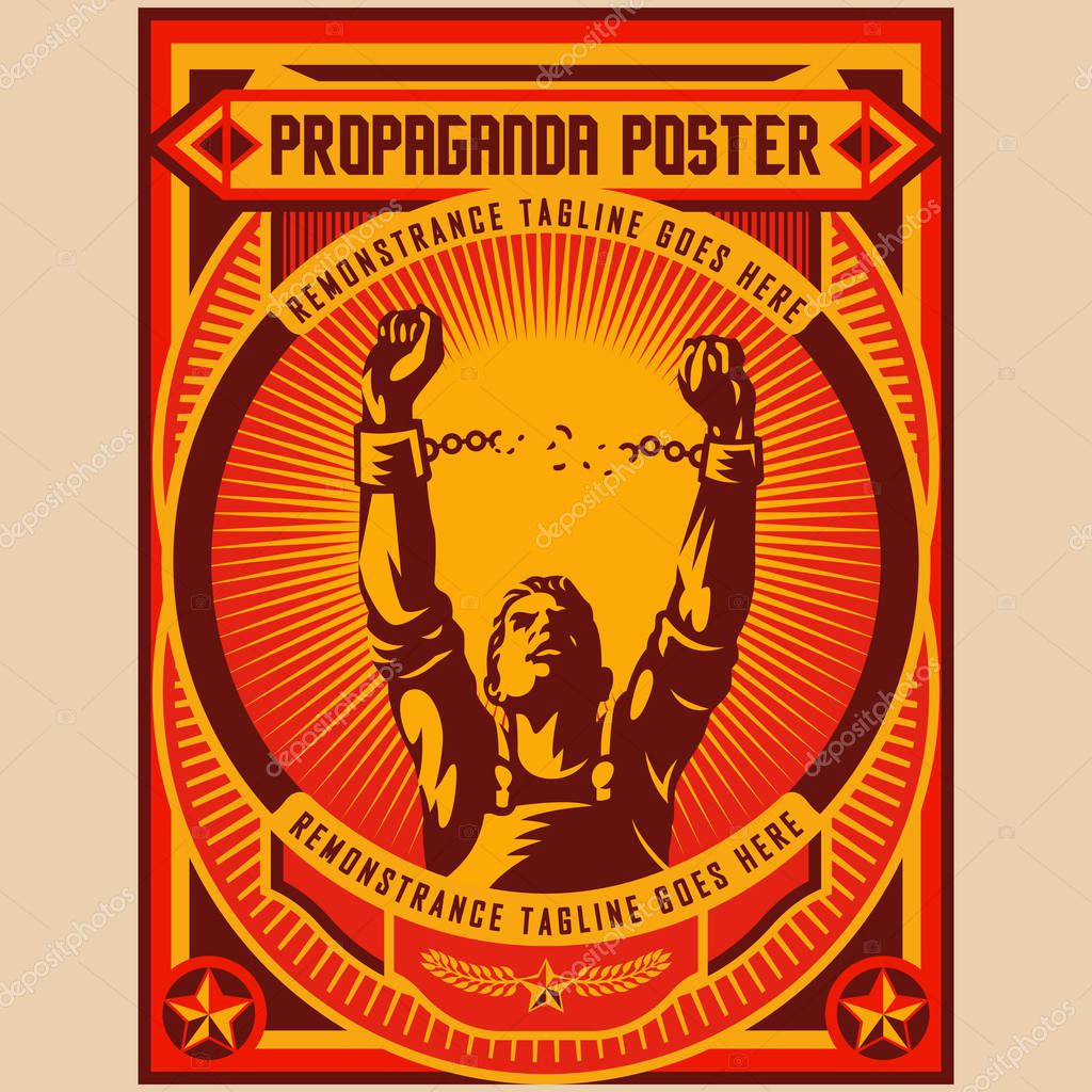 Retro Freedom Propaganda Posters Elements Background Set