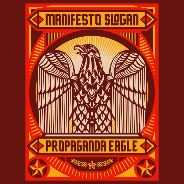 Eagle Propaganda Poster Elementi Sfondo Set — Vettoriale Stock