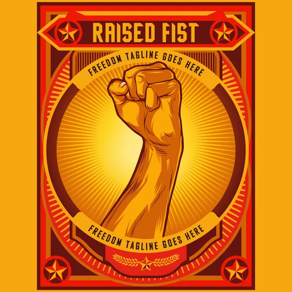 Clenched Fist Propaganda Poster Illustration Protest Fist Raised Fist Revolution — Stock Vector