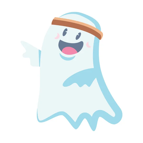 Lindo Personaje Fantasma Vector Ilustración Halloween Concepto Vacaciones — Vector de stock