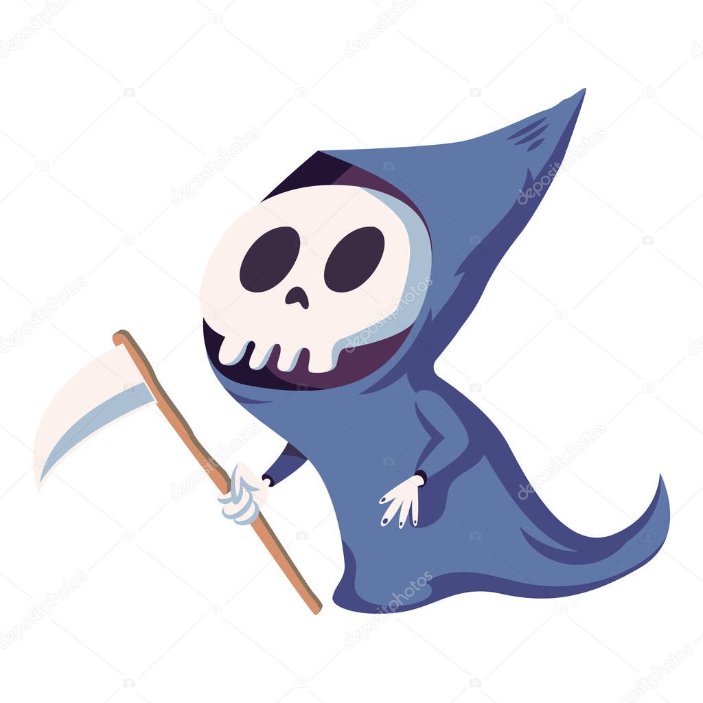 Grim reaper cartoon character, vector illustration 