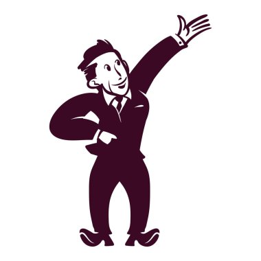 Retro ticari sanat. vektör grafiği sunu işadamı