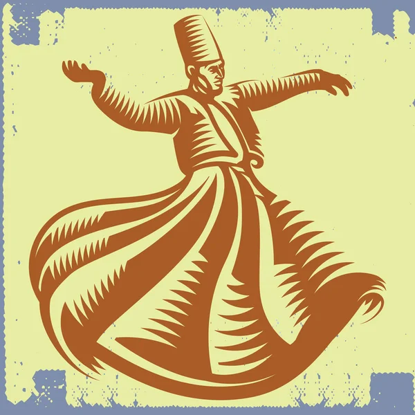Virvlande Dervish Sufi Religiösa Dansen Isolerade Lämplig För Alla Tryck — Stock vektor