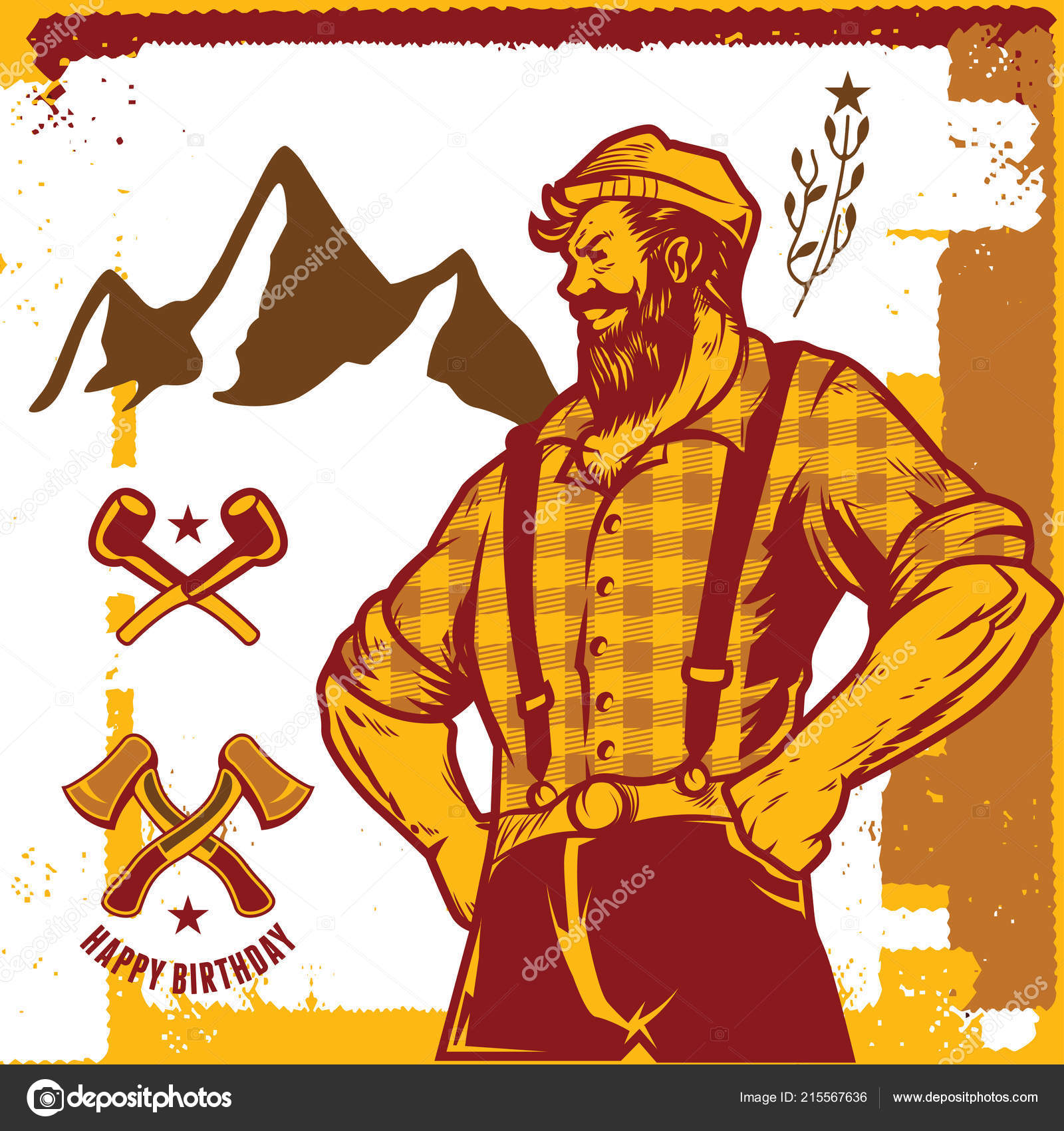 Vector Set Vintage Lumberjack Party Icons Element Templates Labels