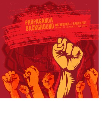 Propaganda Background Style Revolution Fists Raised In The Air. Clenched Fists clipart