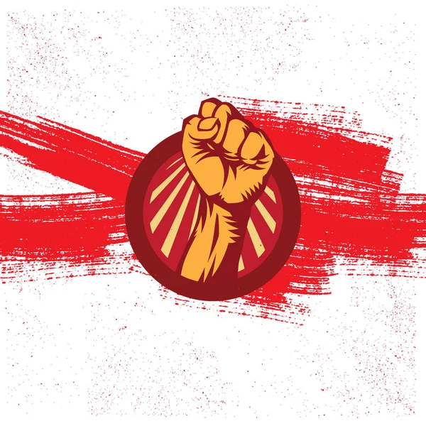 Propaganda Background Style Revolution Fist Raised Air Clenched Fist — Stock Vector