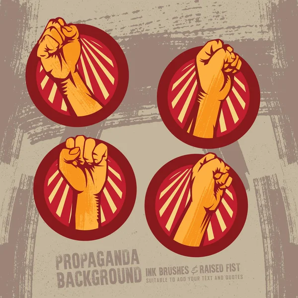 Propaganda Logo Set Revolution Fist Raised Air Кленовый Фист — стоковый вектор