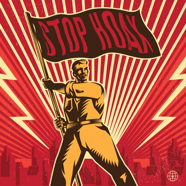 Hoax propaganda durdurmak. Vintage propaganda poster ve öğeleri. İzole sanat nesnesi. Uygun ve herhangi bir yazdırma medyasına.