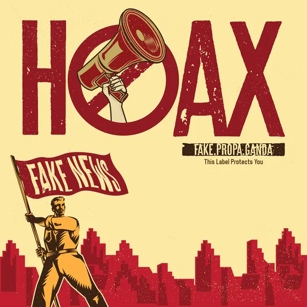 Etiqueta Hoax Poster Propaganda Vintage Elementos Objeto Arte Isolado Adequado — Vetor de Stock