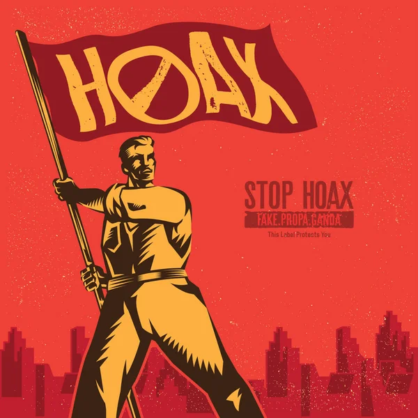 Etiqueta Hoax Poster Propaganda Vintage Elementos Objeto Arte Isolado Adequado —  Vetores de Stock