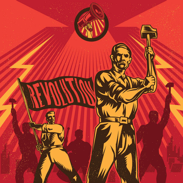 Винтажный пропагандистский плакат и элементы. Изолированный объект искусства. Подходит для любых печатных средств массовой информации
.