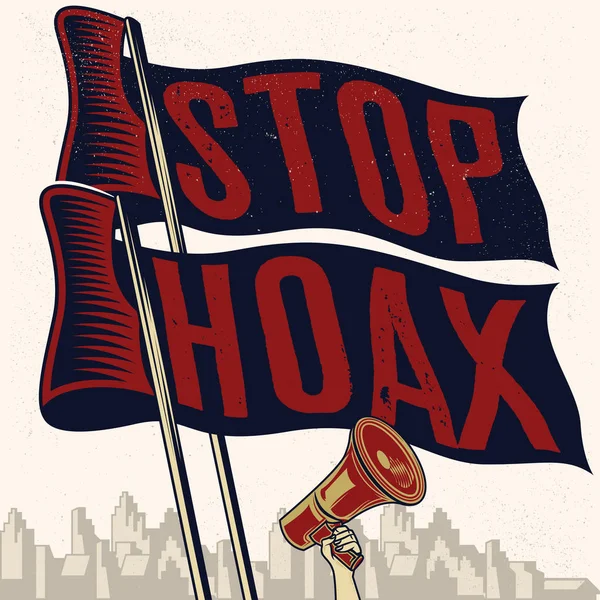 Stoppa Hoax Propaganda Vintage Propaganda Affisch Och Element Isolerade Konstverk — Stock vektor