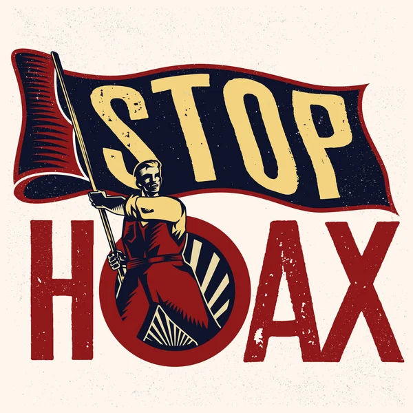 Остановите Пропаганду Hoax Винтажный Пропагандистский Плакат Элементы Изолированный Объект Искусства — стоковый вектор