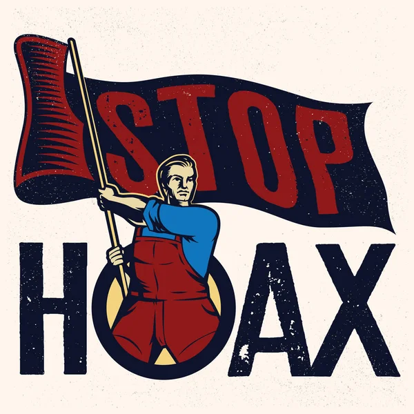 Stop Hoax Propaganda Vintage Propaganda Poster Elementen Object Van Geïsoleerde — Stockvector