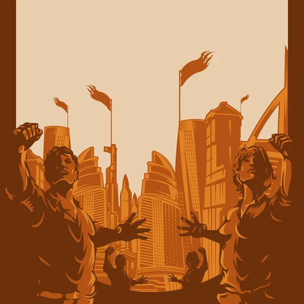 Винтажная Пропаганда Плакат Специфическом Коммунистическом Стиле — стоковый вектор
