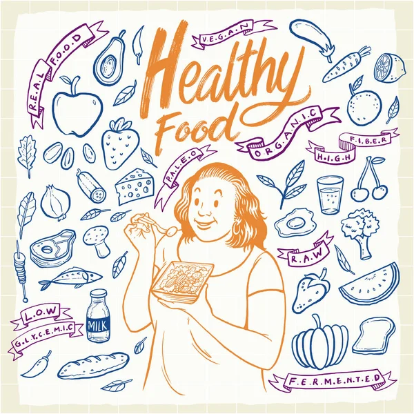 kadın yemek sağlıklı yiyecek, logo öğesi stili.