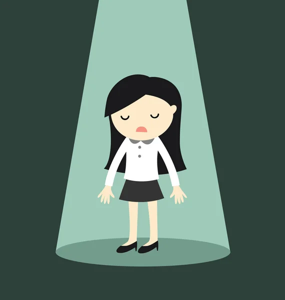Koncepcja Biznesowa Kobieta Biznesu Stoją Samotnie Świetle Reflektorów Ilustracja Wektorowa — Wektor stockowy