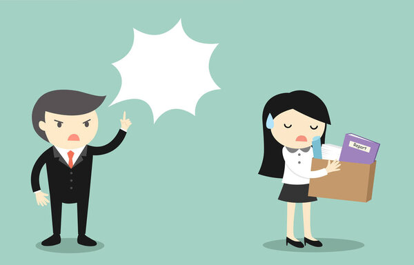 Бизнес-концепция, деловая женщина безработная. Векторная иллюстрация
.