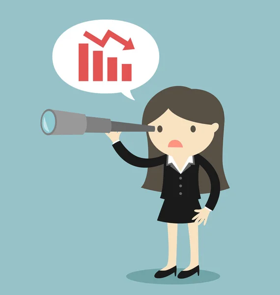 Business concept, Boss/Business woman using her telescope looking and talk about burndown chart. - Vector