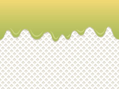 Süt gofret vektörü üzerinde akan kavun kreması.