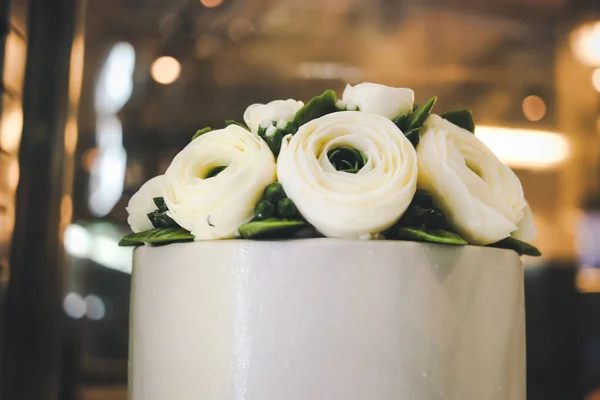 Close up of flower cake in the cafe.