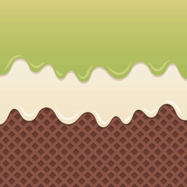 Akan kivi, meyve sosu ve sütlü krema çikolata arkaplanında erir..