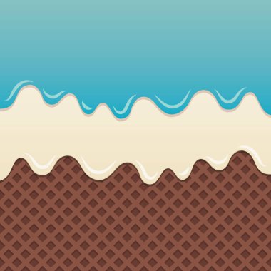 Akan mavi sos ve süt kreması çikolata arkaplanında erir..