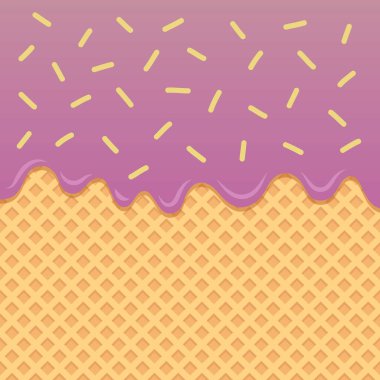 Gofret vektöründe akan yaban mersini reçeli ve üstünde sarı serpiştirilmiş.