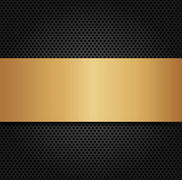 Перфорированный Круговой Углеродный Динамик Гриль Текстуры Золотым Металлическим Фоном — стоковый вектор