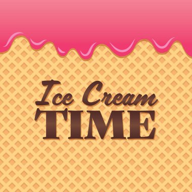 Dondurma zamanı. Gofret arkaplanında yazılar var..