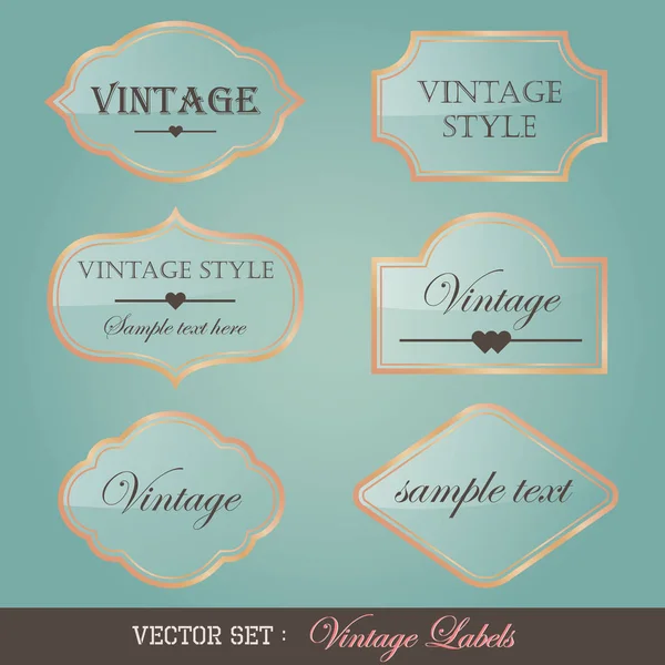 Uppsättning Vintage Etiketter Blå Bakgrund Kan Användas För Gratulationskort — Stock vektor