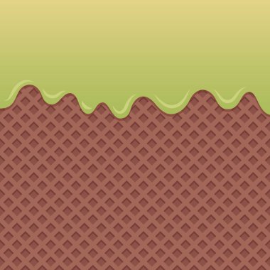 Çikolatalı gofret vektöründe akan kavun şurubu.