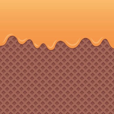 Çikolatalı gofret arkaplanı ve akan portakal sosu.